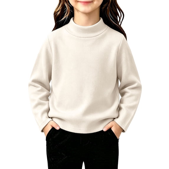 Girls Mock Neck Long Sleeve Sweatshirts Turtleneck Fleece Sweater Pullover
