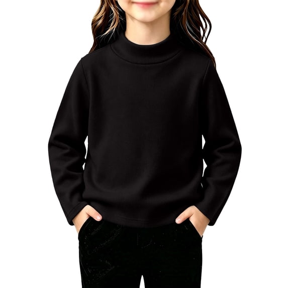 Girls Mock Neck Long Sleeve Sweatshirts Turtleneck Fleece Sweater Pullover