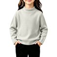 thumbnail image 1 of Girls Mock Neck Long Sleeve Sweatshirts Turtleneck Fleece Sweater Pullover, 1 of 5