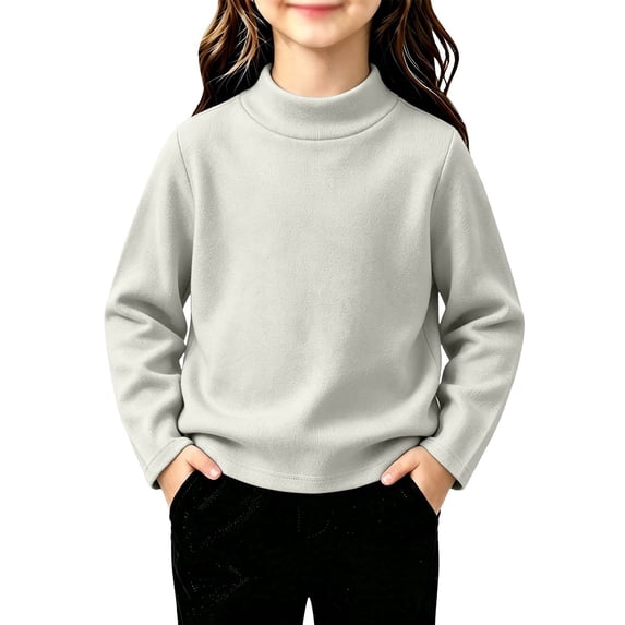 Girls Mock Neck Long Sleeve Sweatshirts Turtleneck Fleece Sweater Pullover