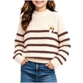 thumbnail image 1 of Girls Mock Neck Loose Knit Sweaters Kids Long Sleeve Warm Cute Fashion Pullover Tops 4-12 Years Brown 4-5 Years, 1 of 6