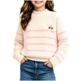 thumbnail image 1 of Girls Mock Neck Loose Knit Sweaters Kids Long Sleeve Warm Cute Fashion Pullover Tops 4-12 Years Pink 5-6 Years, 1 of 6