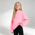 thumbnail image 1 of Girls Neck Sweatshirt Long Sleeve Loose Fit Pullover Casual Solid Color Tops Fashion Oversized Clothing for School Daily Outdoor, 1 of 4