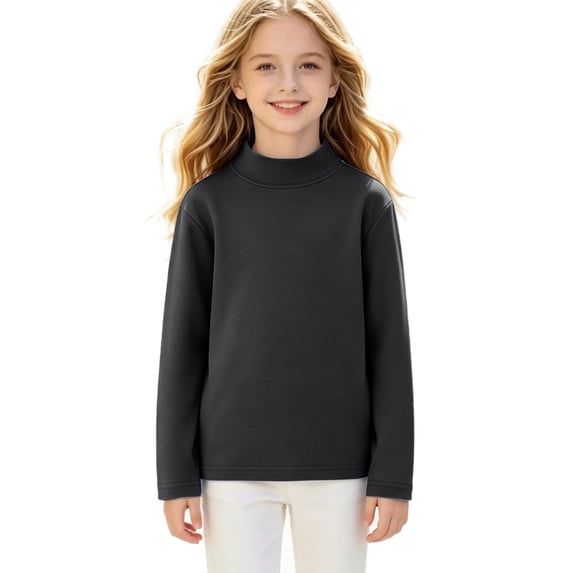 Girls Mock Neck Sweatshirt Solid Color Long Sleeve Pullover Top Relaxed Fit School Fall Casual Sweatshirts