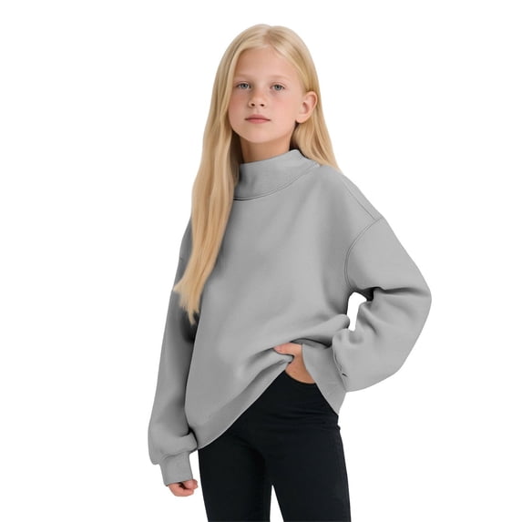 Girls Mock Neck Sweatshirts Oversized Pullover Fall Outfits | Fall Fashion Clothes 2026,Back To School Outfits,Long Sleeve Tops