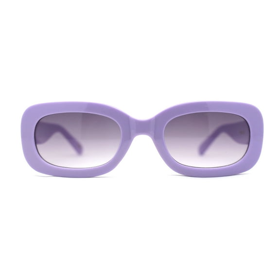 Girls Mod Narrow Rounded Rectangle Plastic Fashion Sunglasses Purple Smoke