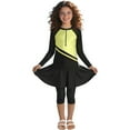 thumbnail image 1 of Girls Modest Swimsuit Full Coverage Swimwear Burkini Swimming Tops Capri Skirt Pants Rash Guard Set 3 Piece, 1 of 7