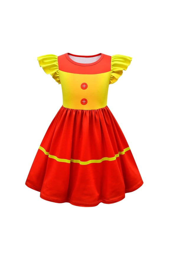 Girls Moon Sun Clown Costume Dress Halloween Cosplay Cartoon Outfits for 2-10 Years