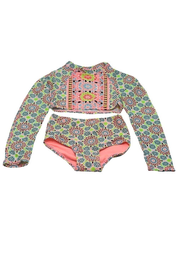 Girls Multi Color Star Cross Two Piece Rashguard Swimsuit 7