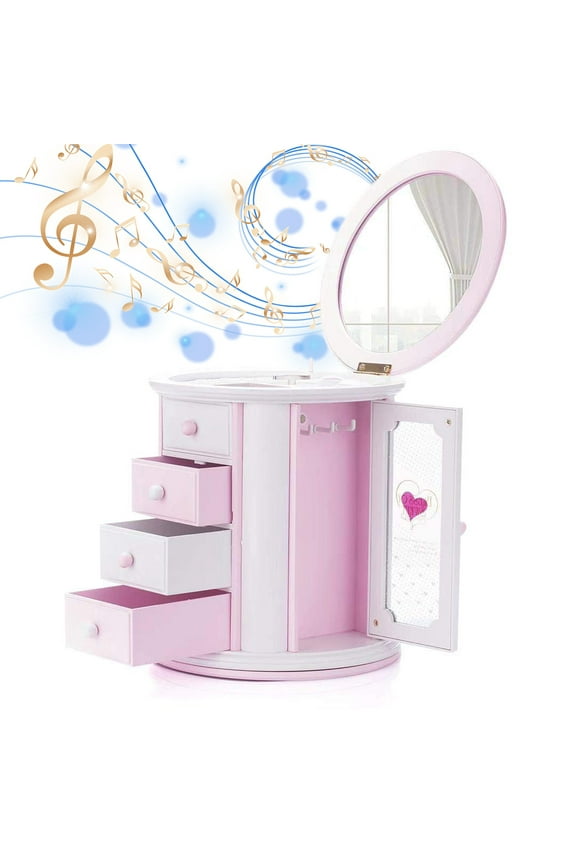 Girls Musical Jewelry Box,Cute Kids Necklace Storage Cas for Little Girl Toddler Children Jewelry Organizer Box Gift Child Music Jewelry Box