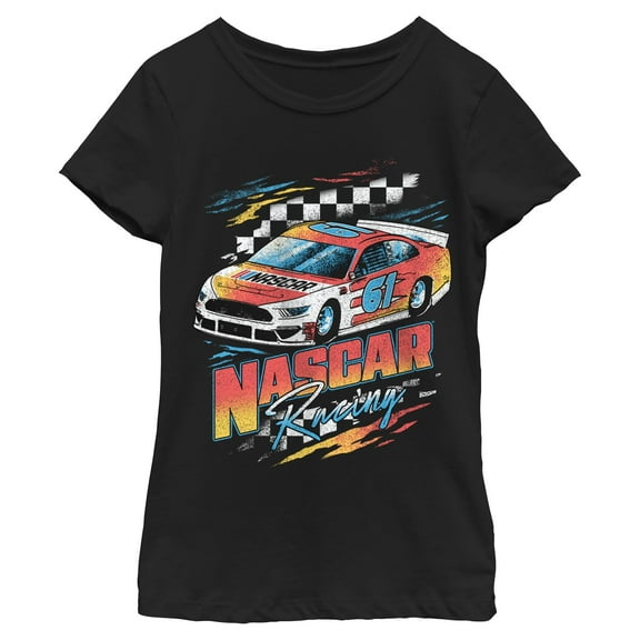 Girls NASCAR Retro Racing Checkers 61 T Shirt