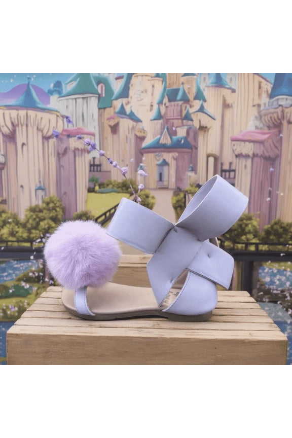 Girls Natalie Bow Sandal Lavender pom pom 1 youth (big girl)