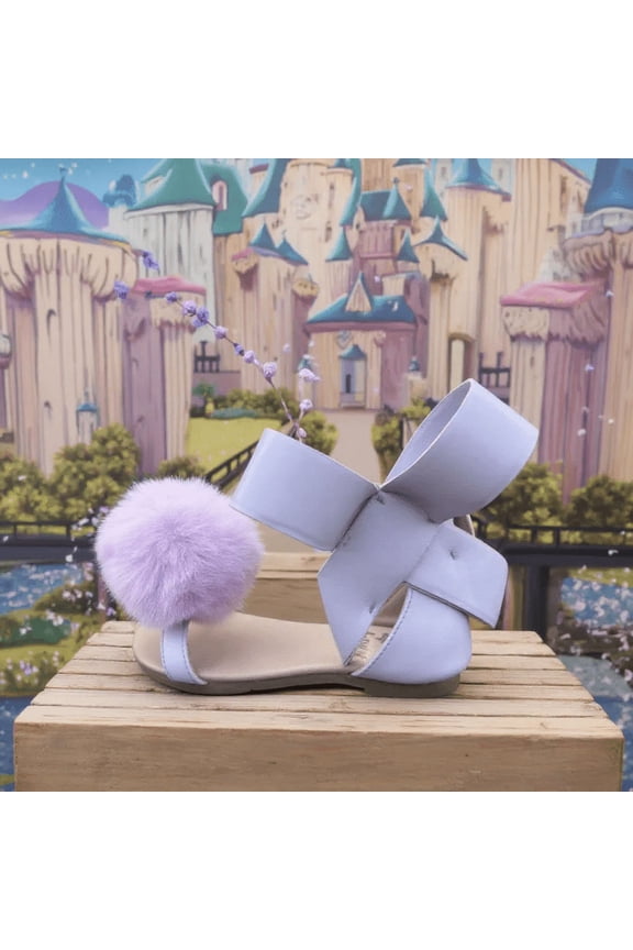 Girls Natalie Bow Sandal Lavender pom pom 3 youth (big girl)