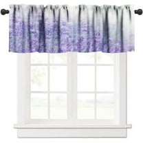 Girls Nature Purple Floral Window Valance Lavender Spring Short Curtain Rod Pocket Dining Room Bedroom Kitchen Living Room Cafe 54x18in