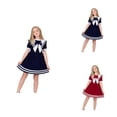 thumbnail image 1 of Girls Nautical Sailor Dress, Lightweight Summer Short Sleeve Casual Gown for Kids Toddlers 2-14 Years, 1 of 9