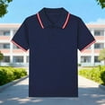 thumbnail image 1 of Girls Navy 100% Cotton Short Sleeve Polo Shirt, Durable Tagless School Uniform Polo for Girls 4-12 Years, Breathable Classic Casual Top with Reinforced Collar,Size 5-6 T, 1 of 5