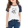 thumbnail image 1 of Girls Navy Baseball Tee, Double Heart Graphic Soft Stretch Kids Shirt, Casual Summer Top for 4-14 Years,Size 4 T, 1 of 8