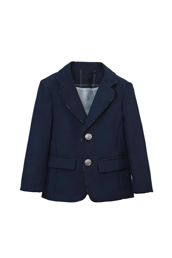 Girls Navy Blazer 100% Cotton Single Breasted Jacket for School Uniform, Wedding & Formal Events, Sizes 2-12 Years, Machine Washable,Size 7-8 T