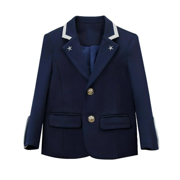 Girls Navy Blazer Cotton Preppy School Uniform Jacket with Gold Buttons for Kids to Big Kids, Machine Washable for Easter & Church,Size 2-3 T