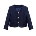 thumbnail image 1 of Girls Navy Blazer Jacket, Collarless with Gold Buttons, Cotton School Uniform & Dressy Cropped Blazer for Kids to Big Kids (2-12 Years),Size 5-6 T, 1 of 6