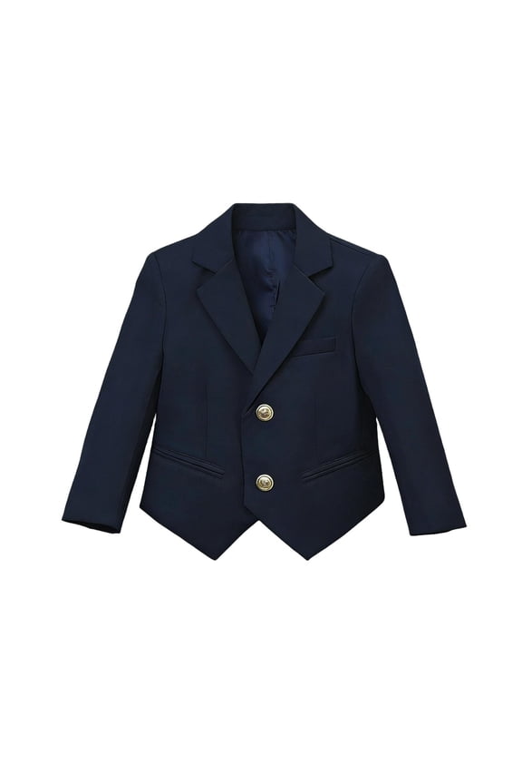 Girls Navy Blazer Jacket, Cotton School Blazer for Kids, Formal Wedding Party Jacket with Gold Buttons,Size 9-10 T
