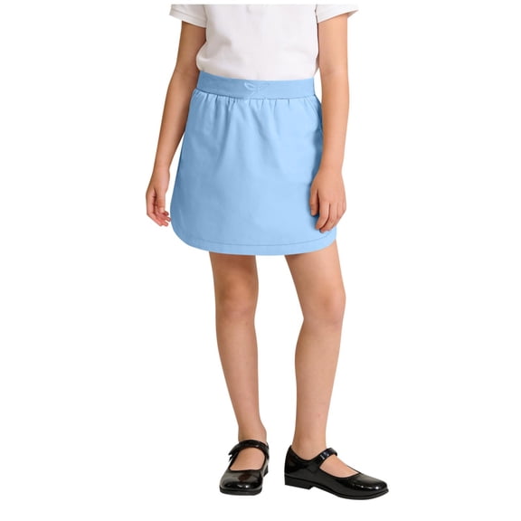 Girls Navy Blue School Skirt, Pleated Style A-line Flat Front with Elastic Waistband, Uniform Skirt for Girls 5-15 Years,Size 7-8T