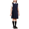 thumbnail image 1 of Girls Navy Blue School Uniform Jumper Dress Set, Preppy Pleated Pinafore Outfit with Shirt & Tie for Church Easter, Sizes 3-15 Years,Size 9-10 T, 1 of 5
