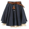 thumbnail image 1 of Girls Navy Ivory Lace Hem Pearl Accented Belted Skirt 7/8, 1 of 2