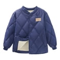 thumbnail image 1 of Girls Navy Quilted Fleece Lined Puffer Jacket Warm Lightweight Winter Coat for Kids,Size 6-7T, 1 of 3