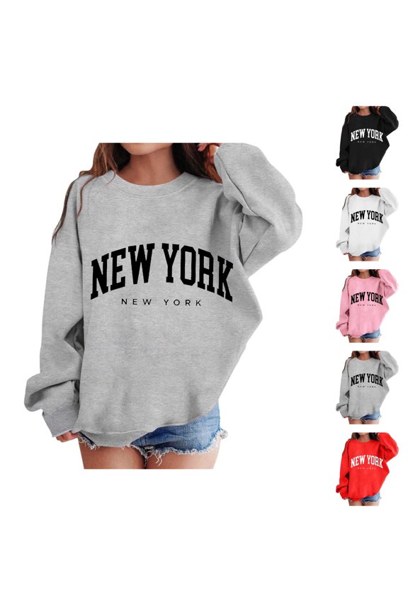Girls New York Sweatshirts Long Sleeve Fall Winter Crewneck Casual Graphic Sweatshirt Kids Pullover Tops