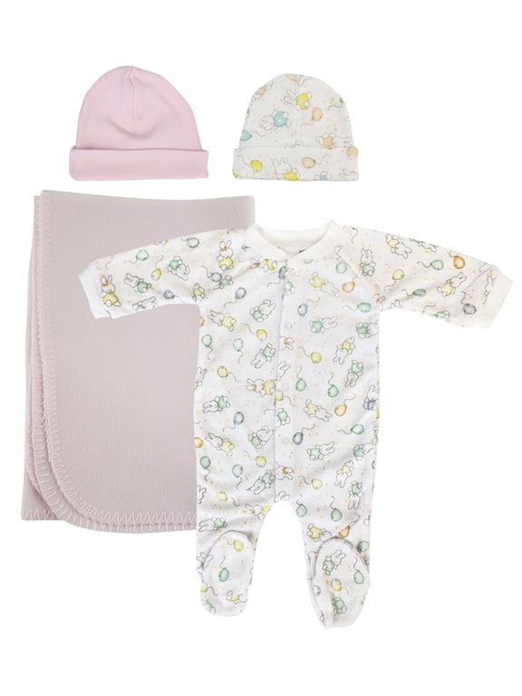 Girls Newborn Baby 4 Pc Layette Sets