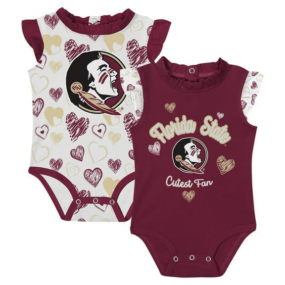 Girls-Newborn Garnet Florida State Seminoles Happy Hearts  2-Pack Bodysuit Set