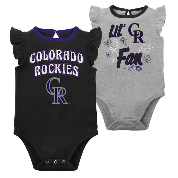 Girls Newborn & Infant Black/Heather Gray Colorado Rockies Little Fan Two-Pack Bodysuit Set