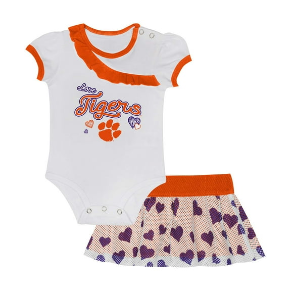 Girls Newborn & Infant Clemson Tigers Two-Piece Love My Team Bodysuit & Skirt Set