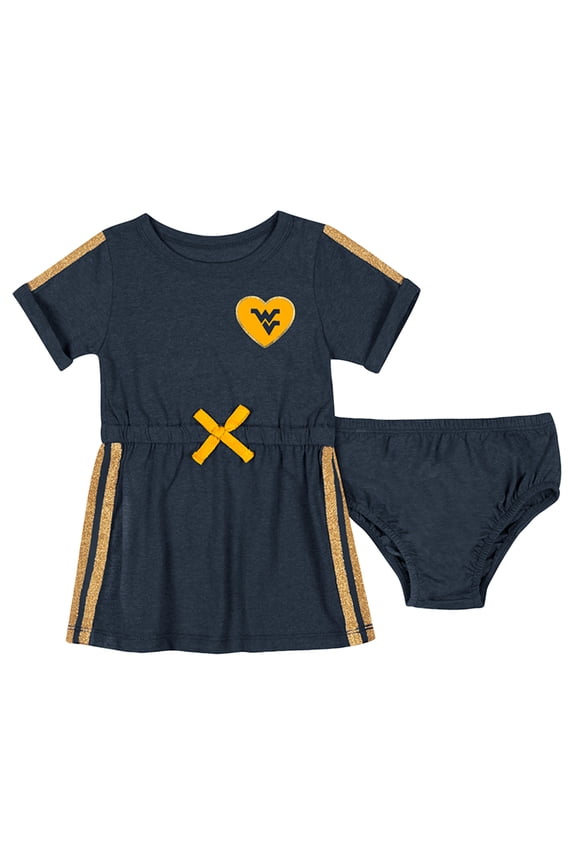 Girls Newborn & Infant Colosseum Navy West Virginia Mountaineers Xur Dress and Bloomer Set