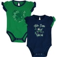 thumbnail image 1 of Girls Newborn & Infant Navy/Green Notre Dame Fighting Irish Too Much Love Two-Piece Bodysuit Set, 1 of 3