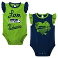 thumbnail image 1 of Girls Newborn & Infant Navy/Neon Green Seattle Seahawks Spread the Love 2-Pack Bodysuit Set, 1 of 5