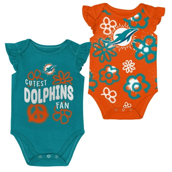 Girls Newborn & Infant Outerstuff Miami Dolphins The Sunshine Two-Piece Bodysuit Set