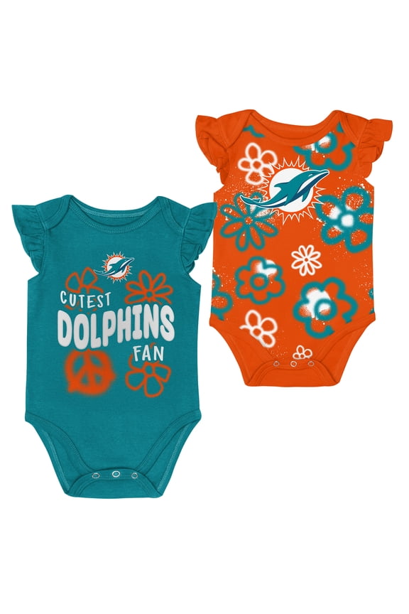 Girls Newborn & Infant Outerstuff Miami Dolphins The Sunshine Two-Piece Bodysuit Set