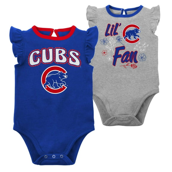 Girls Newborn & Infant Royal/Heather Gray Chicago Cubs Little Fan Two-Pack Bodysuit Set