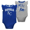 thumbnail image 1 of Girls Newborn & Infant Royal/Heather Gray Kansas City Royals Little Fan Two-Pack Bodysuit Set, 1 of 5