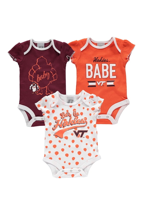 Girls Newborn & Infant Russell Maroon Virginia Tech Hokies Three-Pack Bodysuit Set