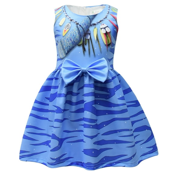 Girls Neytiri Dress Cartoon Sleeveless Sundress Halloween Cosplay Dress