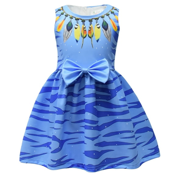 Girls Neytiri Dress Cartoon Sleeveless Sundress Halloween Cosplay Dress