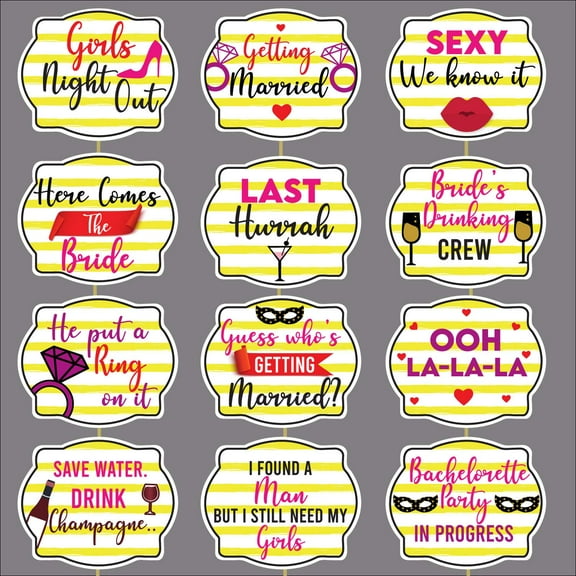 Girls Night Out Games Decoration for Wedding (12 Count) Bachelorette Party Photo Booth Props Kit