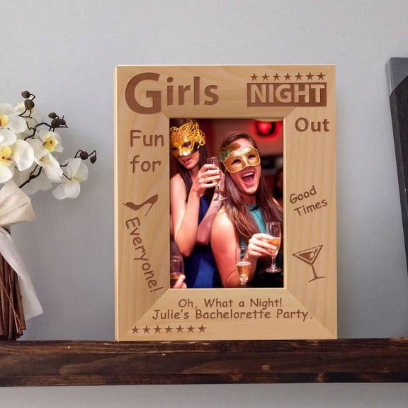 Girls' Night Out Personalized Wooden Picture Frame 3 1/2" x 5" Brown (Vertical)
