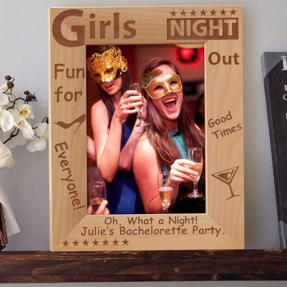 Girls' Night Out Personalized Wooden Picture Frame 8" x 10" Brown (Vertical)