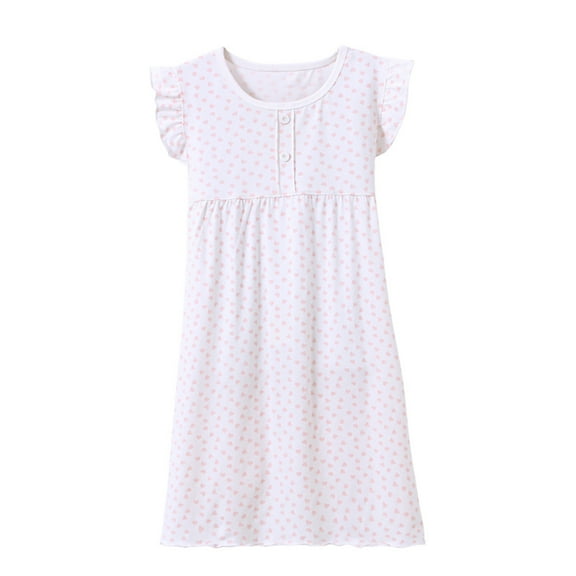 Girls Nightdress Summer Soft Cute Cartoon Short Sleeve Breathable Dresses Clothes 3-14 Years