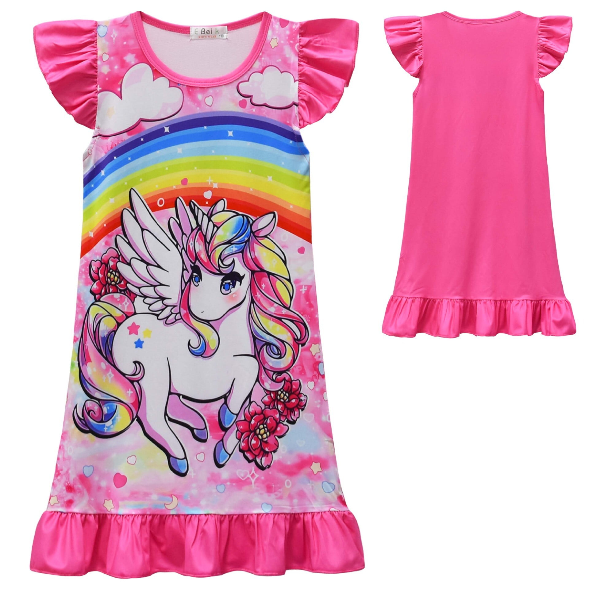 Girls Nightgown Night Dress Rainbow Cartoon Princess Pajamas Sleepwear Nightie 2 7 Year Walmart Business Supplies