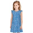 Girls Nightgowns Blue Glitter lightning C Flutter Sleeves Sleepwear